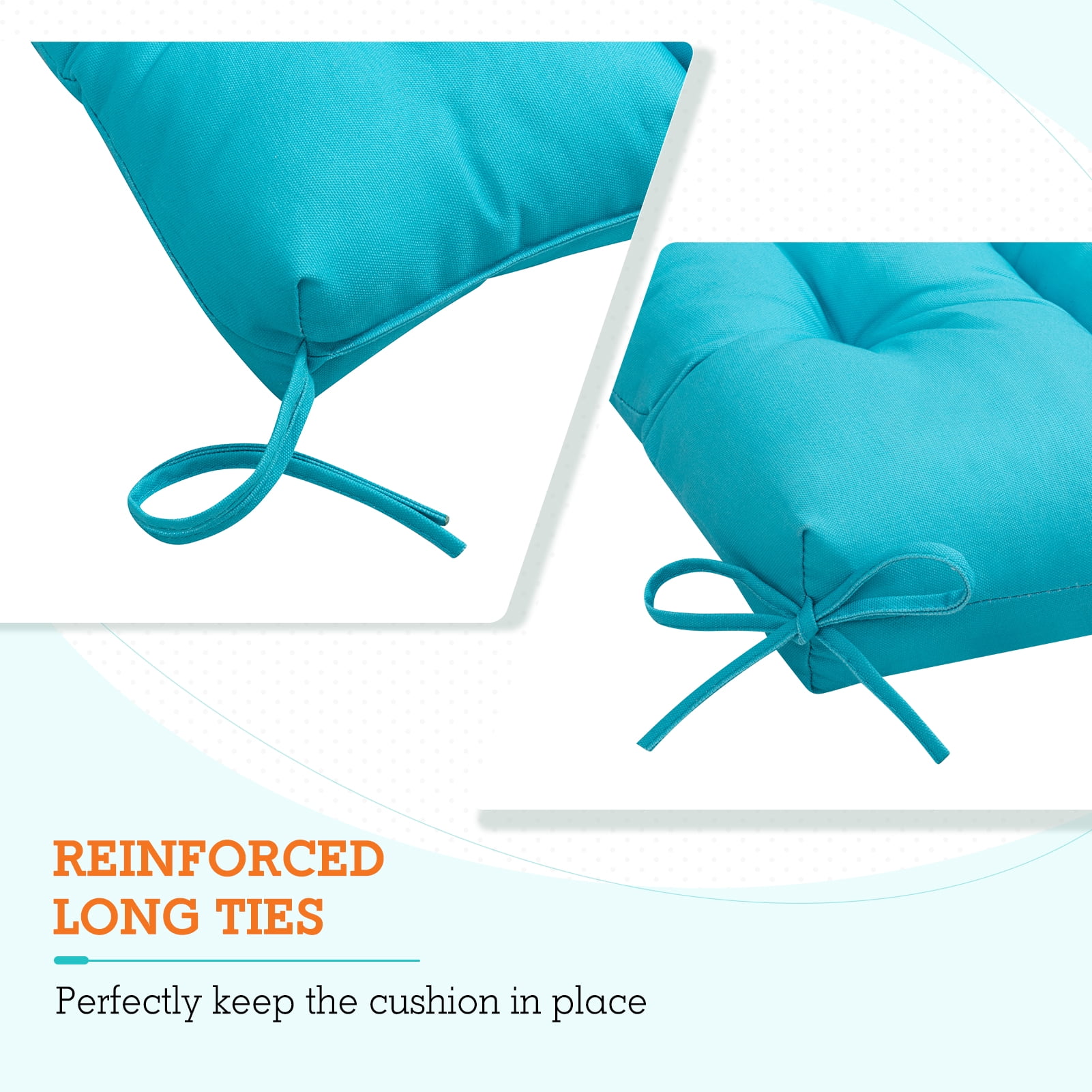 EAGLE PEAK Tufted Outdoor/Indoor High Back Patio Chair Cushion, Set of 2, 46'' x 22'', Blue