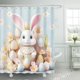 thumbnail image 4 of Cortina de ducha y ventana de baño con estampado de conejito de Pascua de primavera, cortina de ducha de nailon lavable., 4 of 6