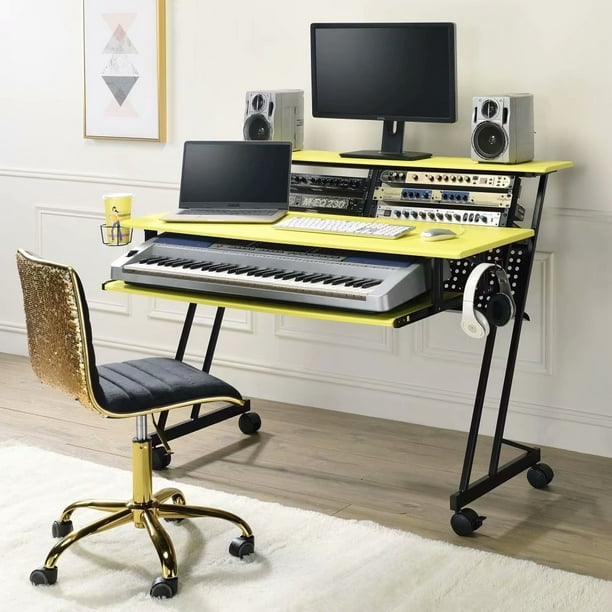 Vik Rolling Compact Computer Desk With Keyboard Tray Cup Holder Yellow Com Vik Rolling Compact Computer Desk With, Rolling Computer Desk With Keyboard Tray
