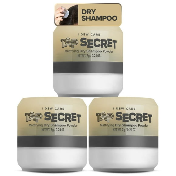 I DEW CARE Shampooing Clarifiant à la Biotine - Ensemble Trio Original Tap Secret / Fortifiant & Volumisant, Type Poudre, Rechargeable, Format Voyage, Sans Aérosol, Brunette 0.24 Oz x 3ea