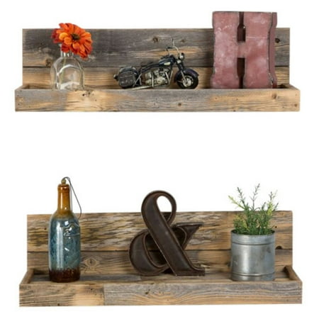 Del Hutson Reclaimed Wood Floating Shelves Set Of 2 Com