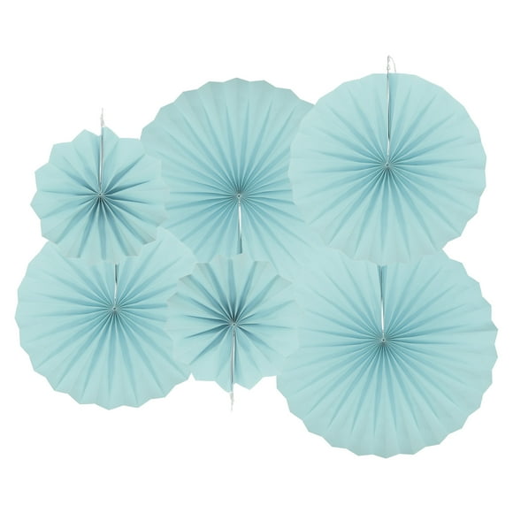 Uxcell Conjunto de Ventiladores de Papel Colgantes para Fiesta 6 Piezas Patrón Redondo Decoración para el Hogar Cumpleaños Boda (Azul)