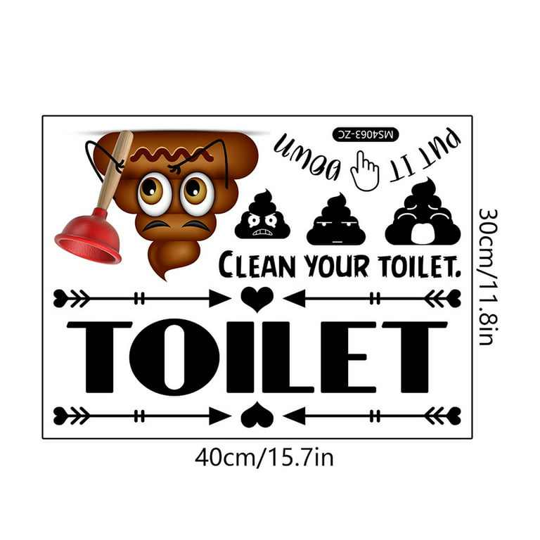 Wocleiliy Prank Stickers Clean Your Toilet Toilet Sticker Decal Funny Stickers Vinyl Waterproof Sturdy Material Toilet Seat Stickers Decals, Size: 1XL