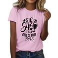 thumbnail image 2 of Tittly T Shirts for Women Spring Tops for Women Girl's Trip 2025 T Shirt Women's Fashion Round Neck Casual Short Sleeves Graphic Tees Tshirts Shirts Pink M, 2 of 5