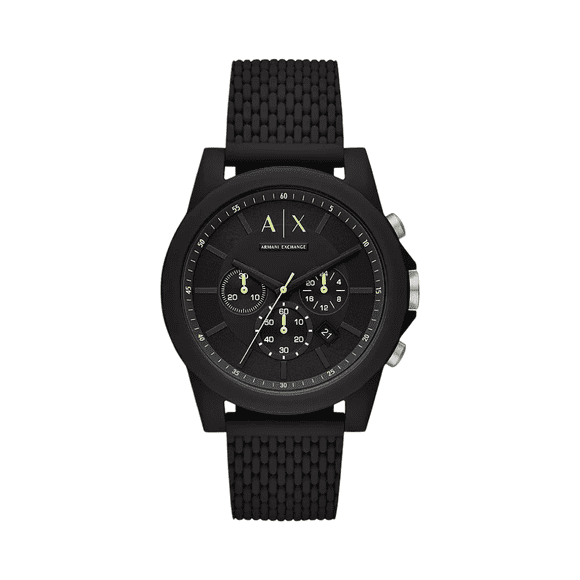 Armani Exchange AX1344 Men’s Chronograph Watch 44mm Black Silicone Strap