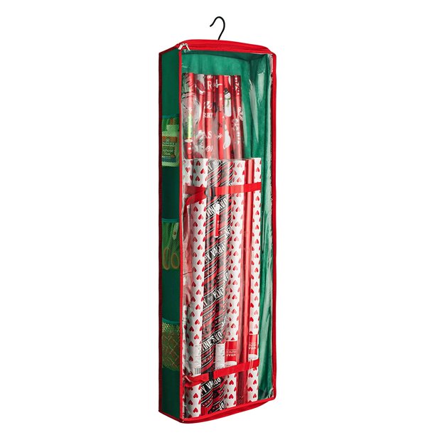 Christmas Wrapping Paper Storage Bag with Side Pockets wrap up to 20