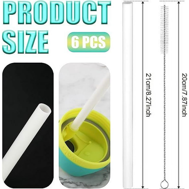 8pcs Replacement Straws for Owala 40oz Tumbler with Handle, Airboat Reusable Clear Straws with Cleaning Brush for Owala Water Bottle Travel Cup Mug