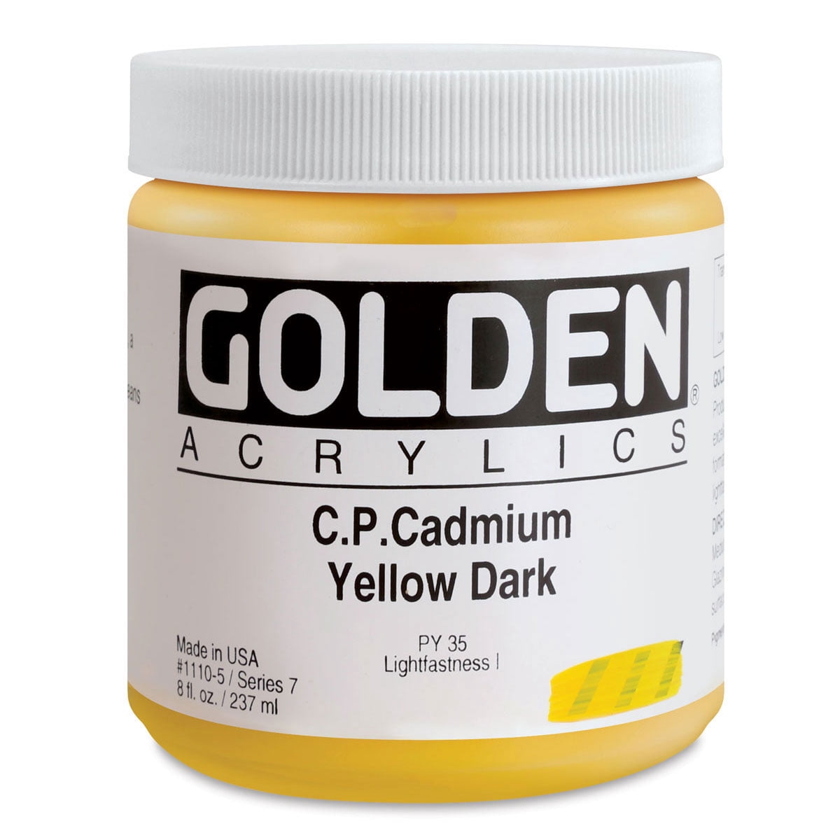 Golden Heavy Body Artist Acrylics - Cadmium Yellow Dark, 8 oz Jar