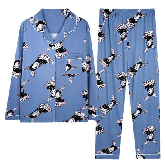 RKSTN Pyjama pour Femmes Définit des Hauts à Manches Longues Légers Imprimés à Fleurs avec un Pantalon Long et en Vrac Deux Pièces Pajamas Set