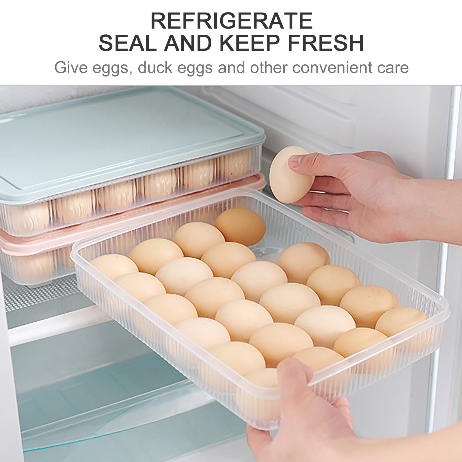 BMYJ Deviled Egg Containers with Lid, Portable Storage Carrier Egg Holder Deviled Egg Tray for Refrigerator Easter Party Holding 24 Eggs, Refrigerator Fresh-Keeping Storage Box
