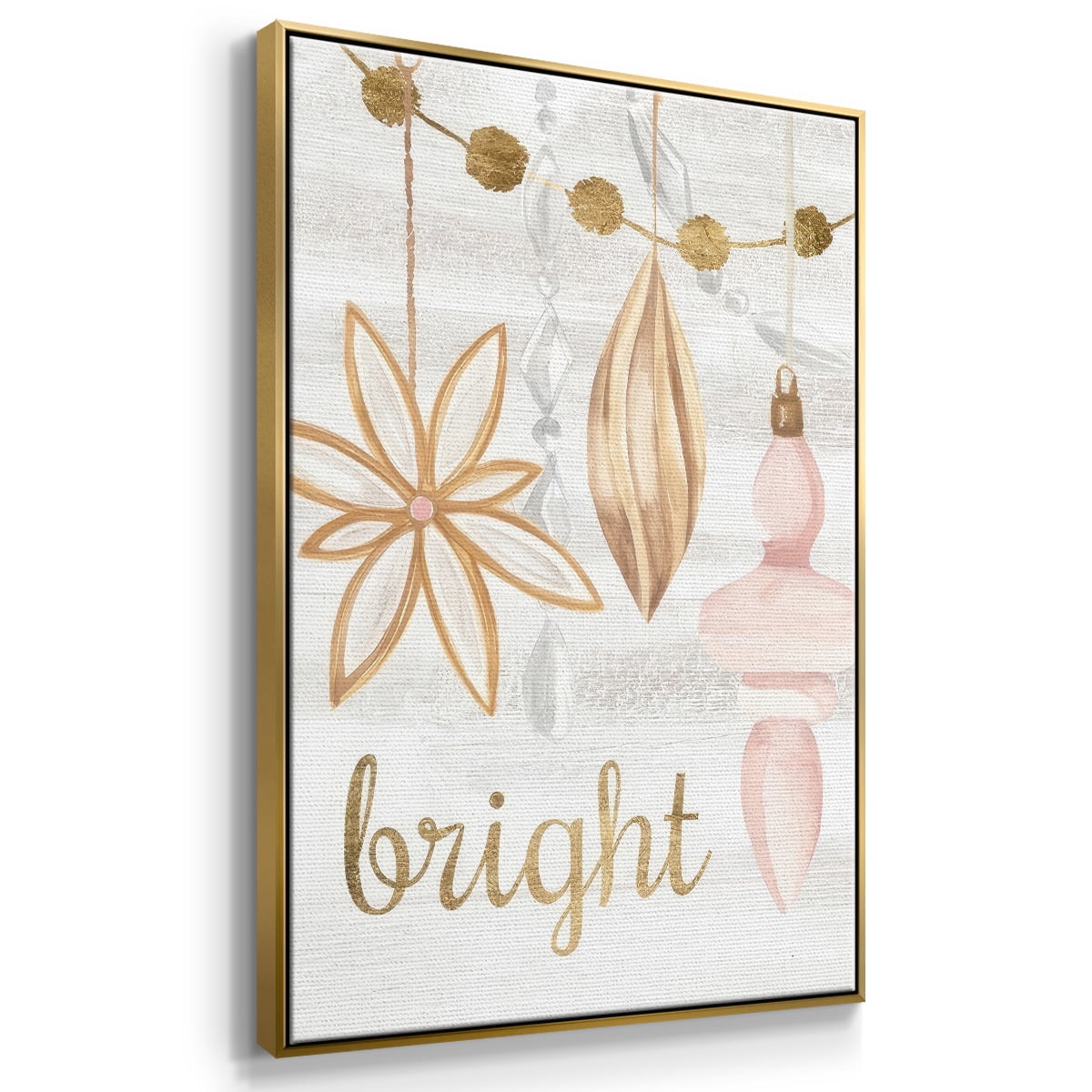 Elegant Ornaments Collection B - Framed Gallery Wrapped Holiday Canvas - 17 x 25 - Gold Frame