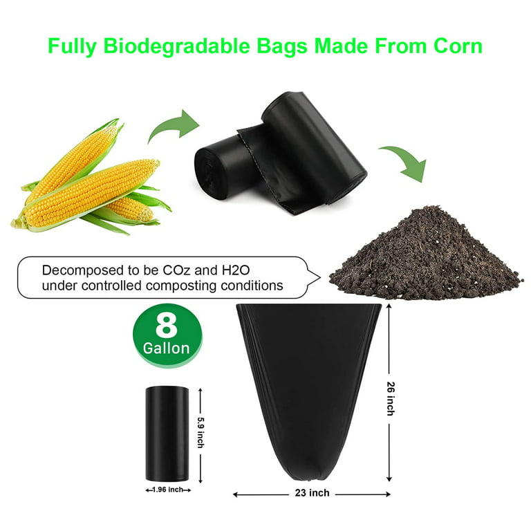 Greenland Biodegradable 60 Trash Bags Compatible with Simplehuman (Code H,  60 Bags, 8-9 Gallons)