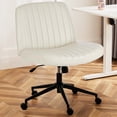 thumbnail image 1 of Chaise Croisée avec Roulettes Jambes Bureau Sans Accoudoirs Siège de Bureau Grand avec Base à Double Usage Réglable Pivotante Tissu Tâche Coiffeuse Maison Chambre Rose, 1 of 3