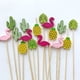 thumbnail image 4 of 100/50 piezas de brochetas de bambú desechables para fiestas hawaianas, con forma de flamenco, tortuga, hojas, bufé de frutas, palitos de bambú, decoración para fiestas tropicales hawaianas, 4 of 5