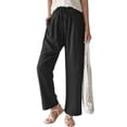 thumbnail image 1 of Pantalones rectos para mujer, cintura elástica, pantalones de pierna ancha, pantalones sueltos para primavera y verano, 1 of 6
