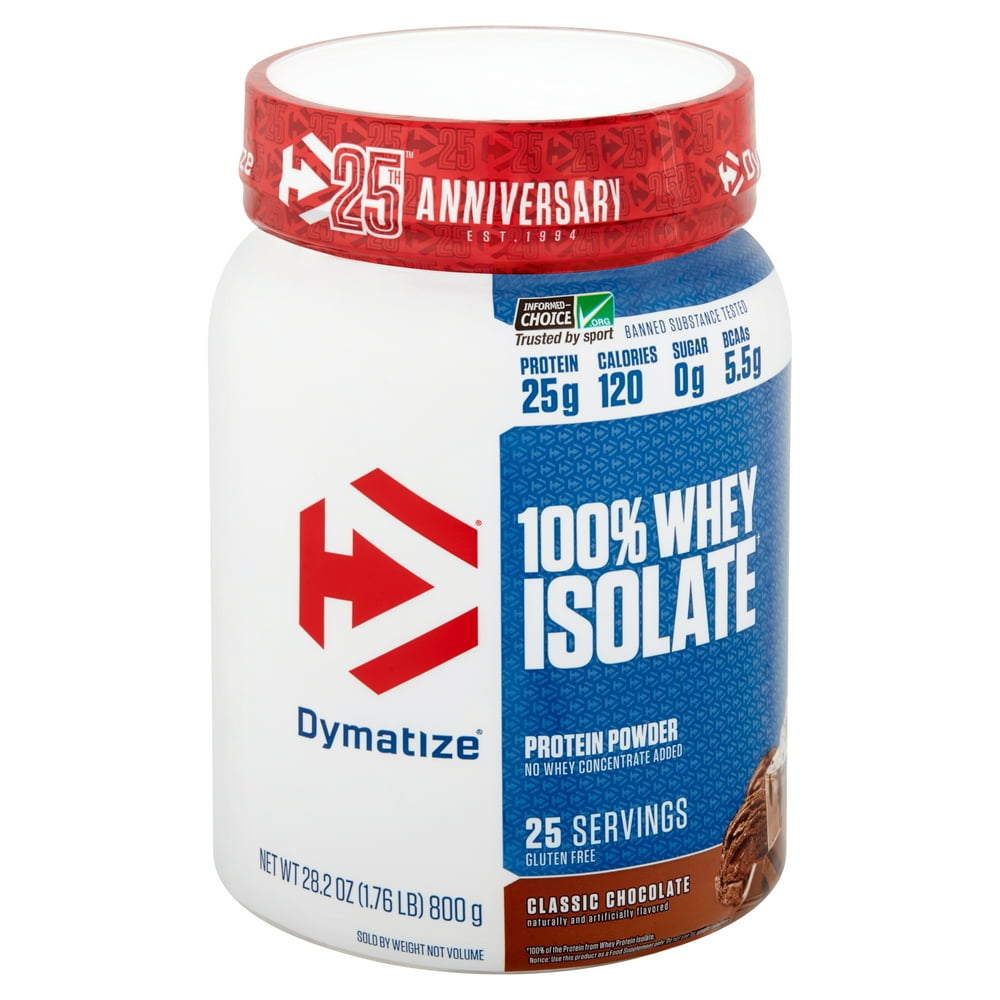 Dymatize Classic Chocolate 100 Whey Isolate Protein Powder, 28.2 Oz