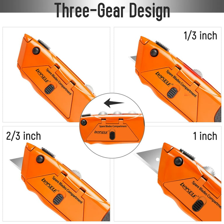 Inwell Utility Knife Heavy Duty, 40 Degree Angle Patented Design, Includes  6pcs SK5 Blades, Retractable Box Cutter set, Best for Carpet Installation