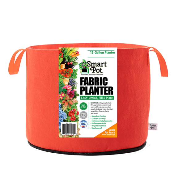SMART POT 15 Gallon Fabric Grow Bag w/strap handles - Orange