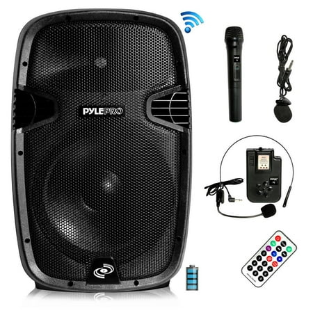 PYLE PPHP1241WMU - Wireless & Portable Bluetooth Loudspeaker - Active PA Speaker System Kit, Built-in Rechargeable Battery (12
