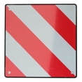 thumbnail image 1 of Señal de advertencia en 1 de aluminio italiano y español con 4 correas tensoras de 4 mm para fijación, 50*50 cm reflectante para portabicicletas, remolques traseros, caravanas, 1 of 5