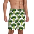 thumbnail image 2 of Balery Cute Broccoli Pantalones cortos de pijama de punto de algodón para hombre con cinturilla y bolsillos-3X-Large, 2 of 6
