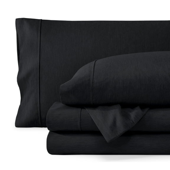 Bare Home Premium 1800 Collection 4-Piece Bed Sheet Set, Split Head Flex King, Heathered Black