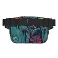 thumbnail image 3 of Rateoe Neon Zombie Skull Print Fanny Pack Belt Bag for Women and Men, Square Double-Layer Waterproof Waist Pack with Adjustable Strap for Hiking, Jogging, Cycling, 3 of 9