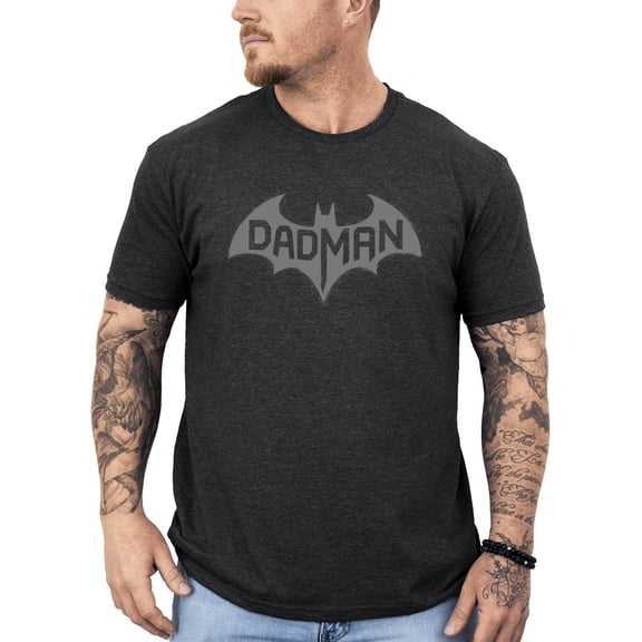 DadMan Shirt for Men Funny Dad T-Shirt with Gray Bat Graphic Dark Gray Heather Shirt Adult X-Large