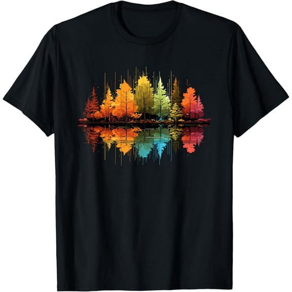 100% pure cotton short-sleeved men and womenNature Reflection Forest Trees Outdoor Wildlife T-Shirt