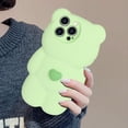 thumbnail image 4 of Compatible with iPhone 14 Pro Max Bear Case for Women Girls Girly Cute Cartoon Phone Case Lovely 3D Kawaii Design Camera Lens Protection Soft Silicone Shockproof Protective Cover, Green, 4 of 13