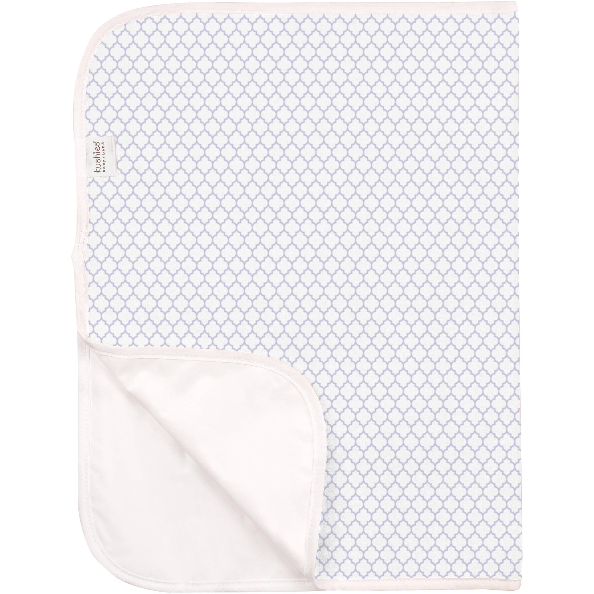 Portable Change Pad Terry, White/Lilac Ornament