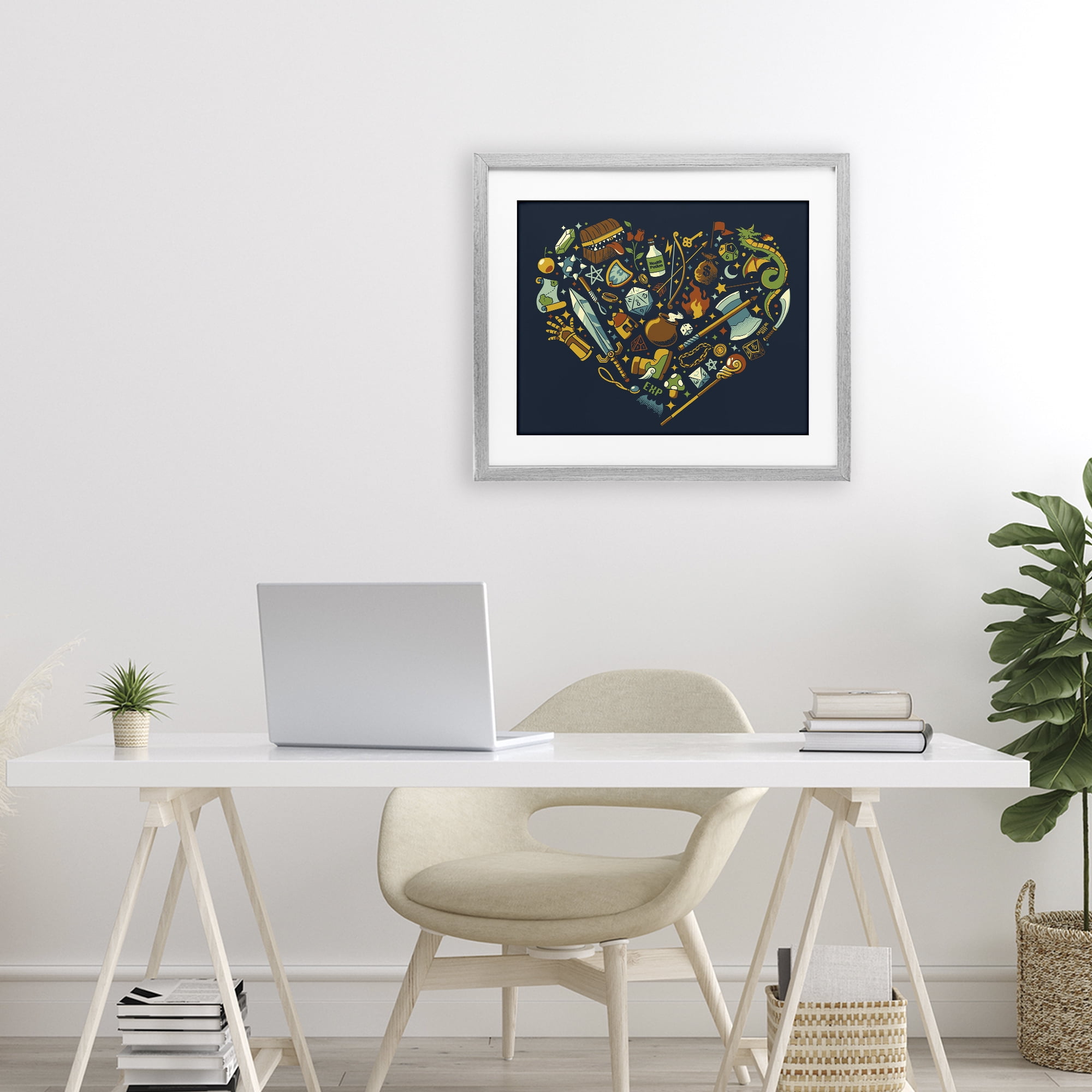 Stupell Industries Board Game RPG Trinkets Gray Framed Print Under Glass, design by Tobe Fonseca