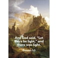 thumbnail image 2 of ArtsyQuotes 18x24 Gold Ornate Wood Framed with Double Matting Museum Art Print Titled - Bible Verse Quote Genesis 1:3, Thomas Cole - The Fountain of Vaucluse, 2 of 4