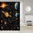 thumbnail image 2 of Manfei Vintage Planets Shower Curtain 72Wx78L,Celestial Math Notes Print Bath Curtain,Black Brown, 2 of 5