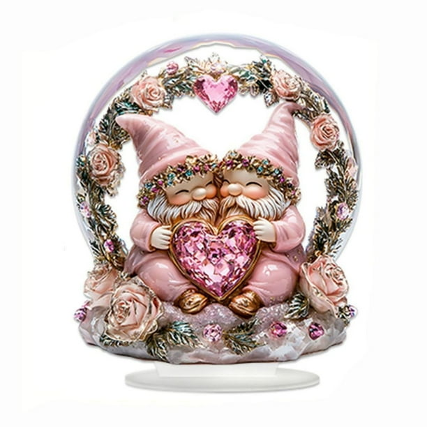 Fiudx Decoración de Cristal para San Valentín, Diseño Acrílico Romántico 2D, Adorno Resistente Al Agua y Al Desgaste, Versátil para Exhibir En La Mesa, Regalo Perfecto para Parejas, Juego de 1 Pieza.