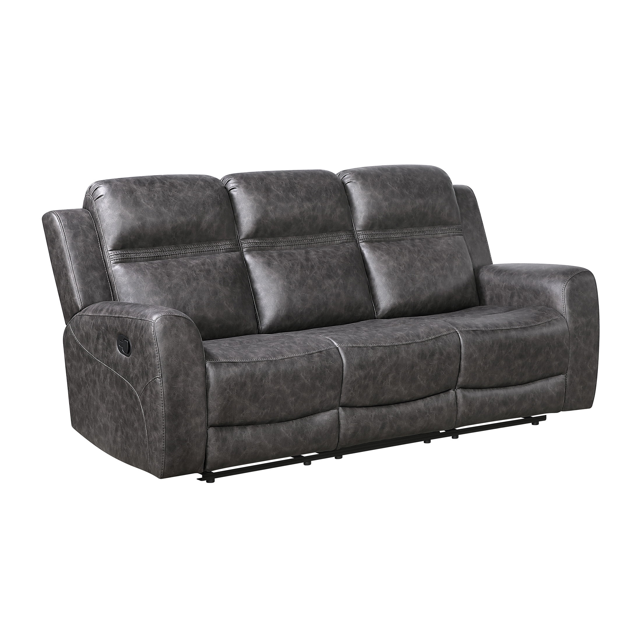 OakvillePark Vensley Microfiber Manual Double Reclining Sofa, Charcoal