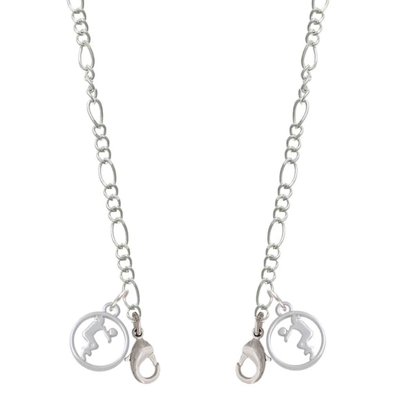 Volleyball Player Silhouette in 1/2'' Disc Silvertone Face Mask Necklace