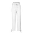 thumbnail image 5 of YUGYXL Womens Vintage Linen Pants Bandage Bottom Drawstring Long Pants Casual Cropped Pants with Pockets White XL, 5 of 6