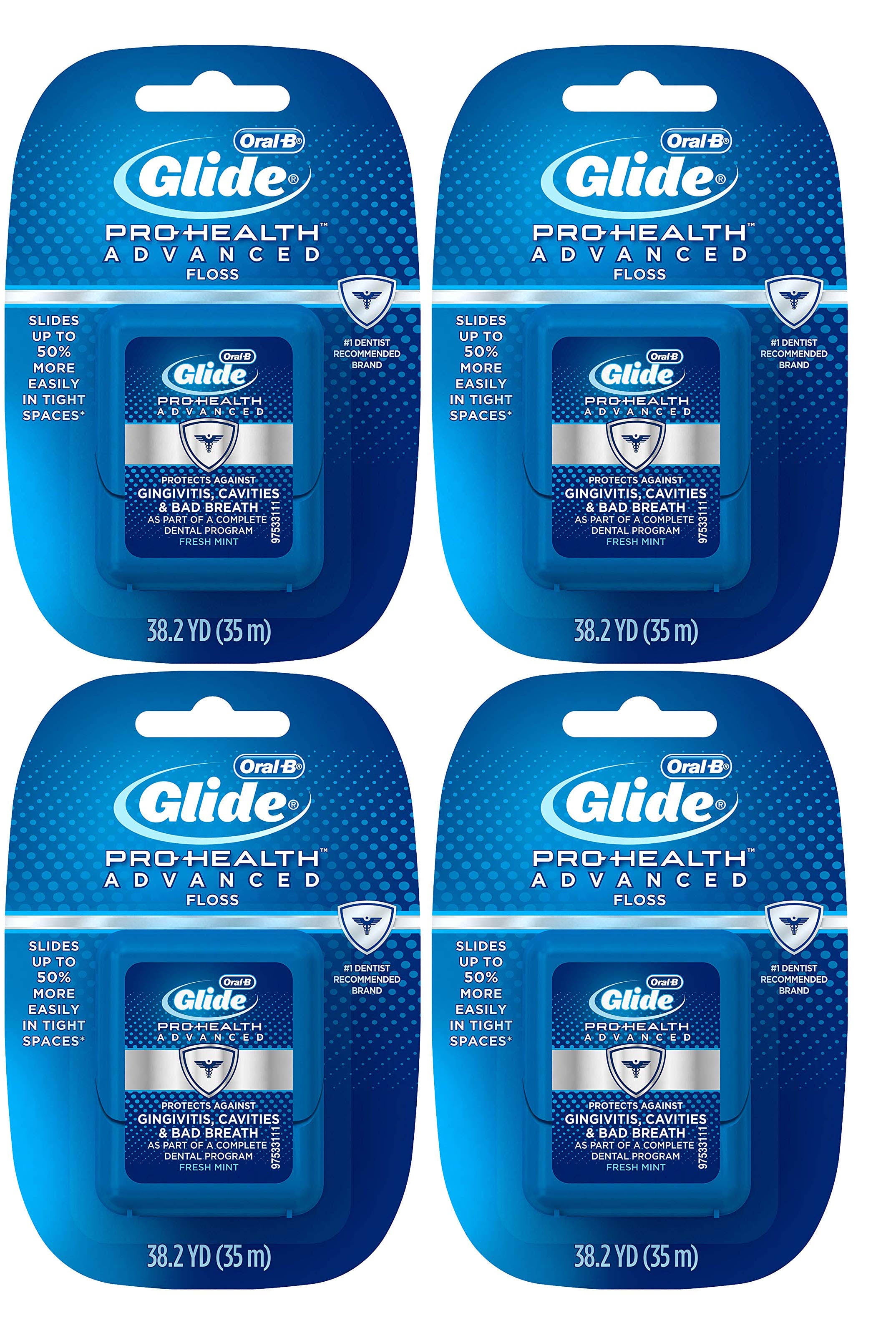 Oral-B Glide Pro-Health Advanced Floss, Fresh Mint 38.2 Yd, 4 Pack ...