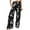 Black, variant on Jamsmile Womens Pants Floral Printed Elastic High Waist Wide Leg Pants Casual Casual Belt Pockets Streetwear Flowy Beach Long Trousers