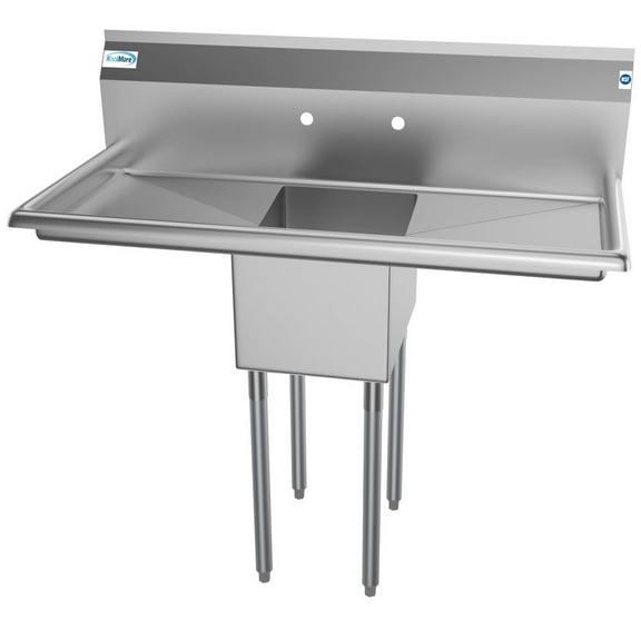 Koolmore 44 in. One Compartment Stainless Steel Commercial Sink with 2 Drainboards