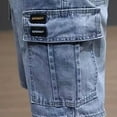 thumbnail image 4 of GBSYEWXS Mens Shorts Comfort Waist Solid Color Urban Blue Jean Denim, 4 of 9