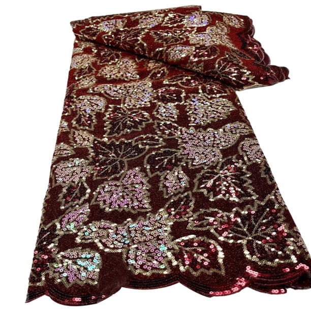Tela de encaje africano , lentejuelas bordadas, encaje de tul de red francés para Rojo Hugo tela de encaje africano
