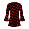 thumbnail image 5 of VKOYWKM Womens Valentine's Day Tunic Tops 3/4 Bell Sleeve Button V Neck Henley Shirts Love Heart Graphic Tees Pleated Empire Waist Hide Belly Blouses for Women Dressy Casual, 5 of 6