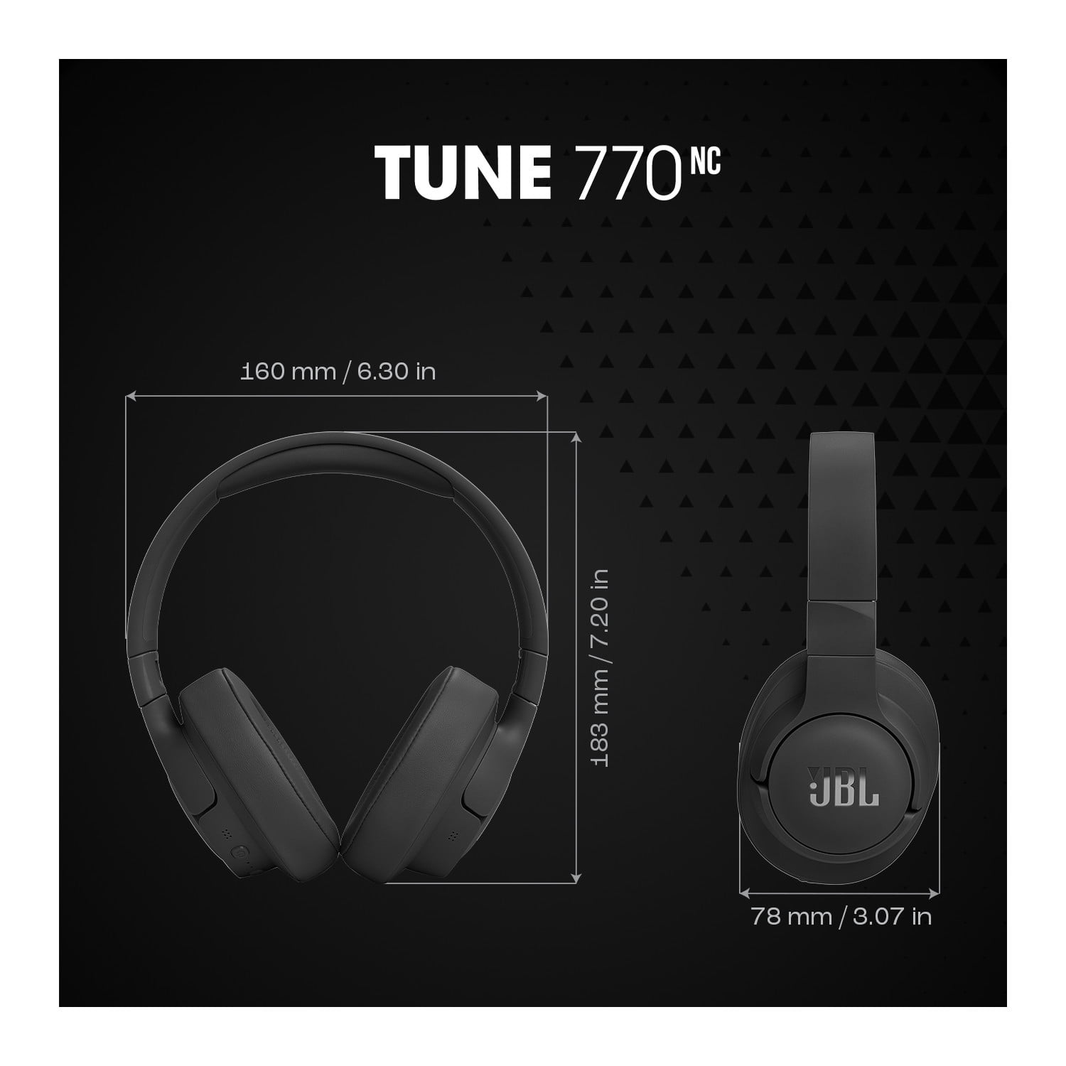 JBL Tune 770NC Noise Cancelling Wireless Headphones Black
