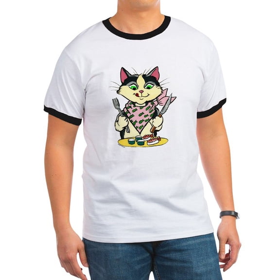 CafePress - Sushi Cat Ringer T - 100% Cotton Ringed T-Shirt