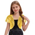 thumbnail image 3 of LiiYii Boléro à Manches Courtes à Sequins pour Enfants Cardigan Ouvert Robe de Couverture Dorée 14, 3 of 7