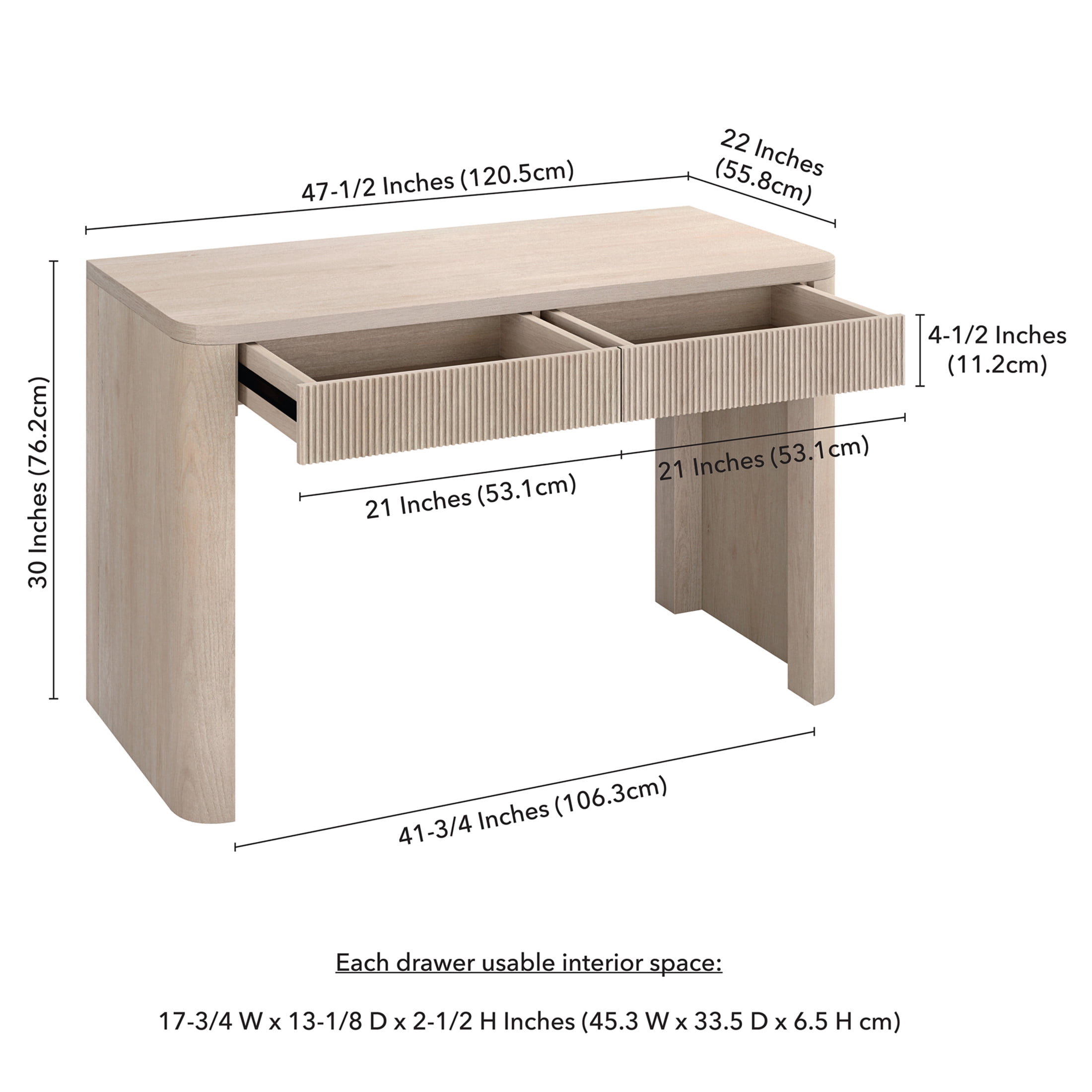 Evelyn&Zoe Modern/Contemporary 47.5" Wide Alder White Home Office