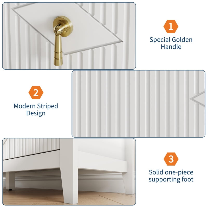 TROPOW Fluted 6 Drawers Dresser for Bedroom, 54" Wide Modern Chest of Drawers with Metal Handle, Wooden Dresser Organizer for Bedroom, Living Room, Hallway, Entryway