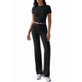 thumbnail image 2 of Women'S 2 Piece Lounge Sets Short Sleeve Tops Fold-over Flare Pants Casual Outfits Matching Set, 2 of 9